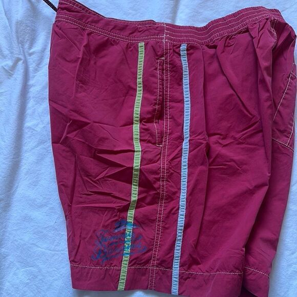 Tommy Bahama Red and Blue Swim Trunks with Drawstring Closure - Picture 6 of 8